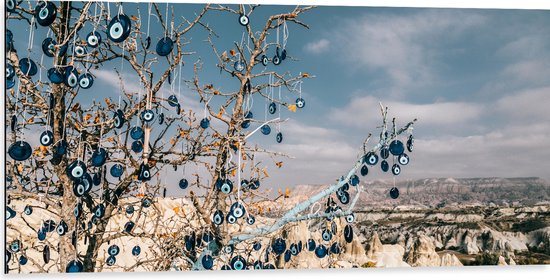 Dibond - Boom Vol met Nazar Amuletten op Berg - 100x50 cm Foto op Aluminium (Wanddecoratie van metaal)