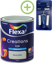 Flexa Creations - Lak Zijdeglans - Early Dew - 750 ml + Flexa Lakroller - 4 delig