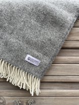 Wollen deken XL "Cara" - Grijs - Plaid - gestreept / Ribbons - 100% nieuwe wol - extra zacht - warm - licht - cadeau tip - 140x240cm
