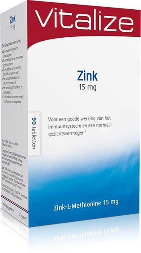 Vitalize Zink 15 mg 90 tabletten - Goed voor skelet, haar, huid & nagels - Bevat de juiste dosering zink 15 mg per tablet