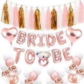 Happy Goods Vrijgezellenfeest Vrouw - Bride To Be - Ballonnen - Rose Goud - Bachelorette Party Decoratie - 32 delig - Feest Versiering