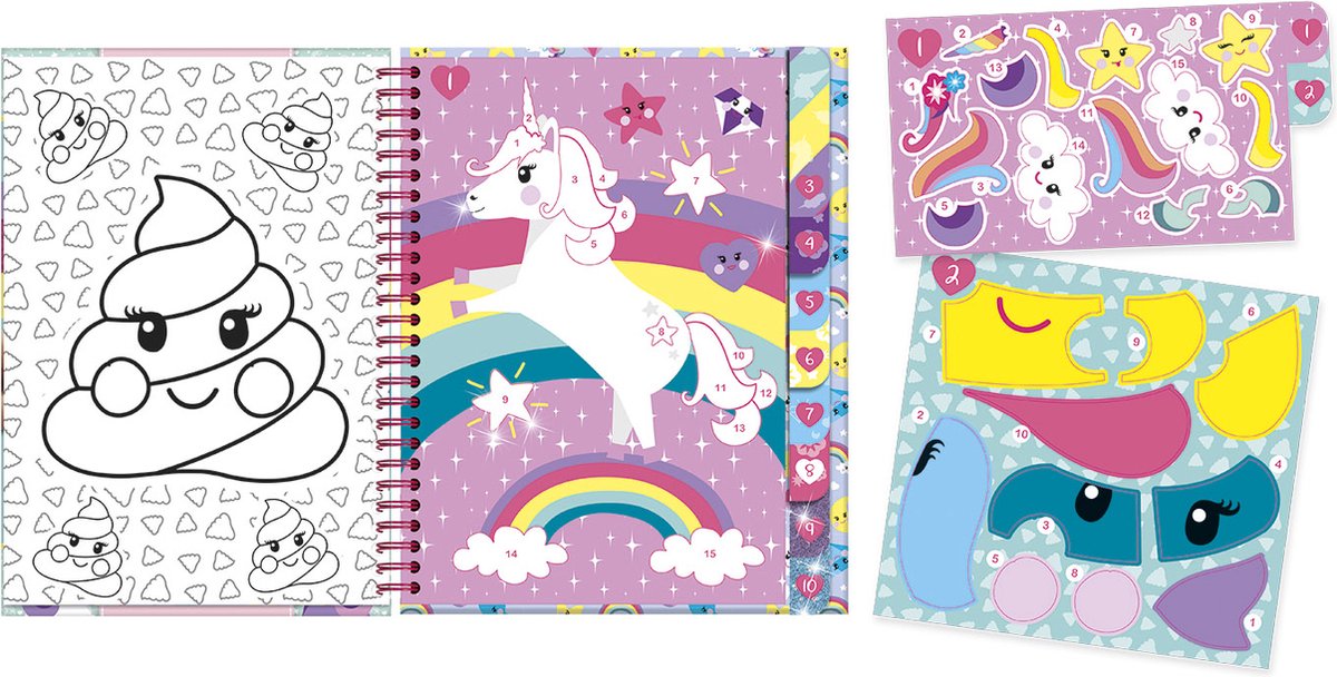 Totum Unicorn sticker puzzel doeboek A5 - vakantieboek stickeren op nummer incl. kleurplaten - speelgoed meisjes vanaf 3 jaar — afbeelding 7