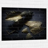 Muursticker - Kapotte Goude Vlieg op Zwarte Achtergornd - 100x75 cm Foto op Muursticker