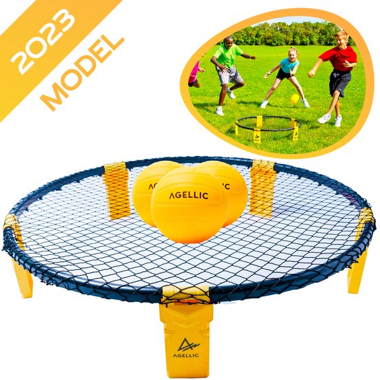 Agellic® – Roundball – Roundnet - Set – 3 ballen – Ballenpomp - Opbergtas – Voor kinderen en volwassenen