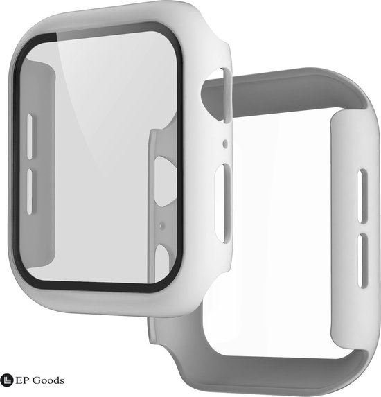 EP Goods - Full Cover/Hoesje - Screen Protector - Geschikt voor Apple Watch Series 4/5/6/SE 44mm - Hardcase - Protection - Wit