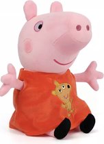 Knuffel van Peppa Pig - met Teddy op shirt - 19 cm