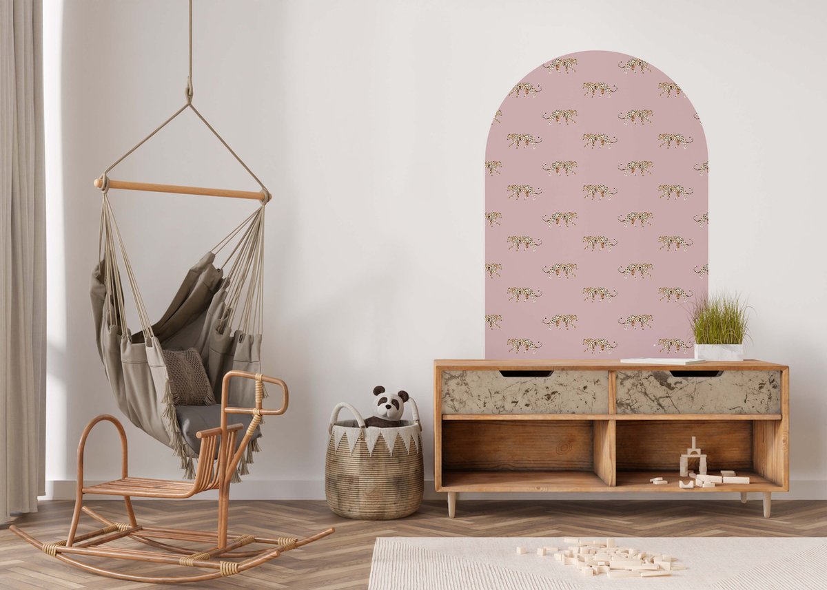 ZELFKLEVENDE BEHANG BOOG STICKER - LEOPARD PINK
