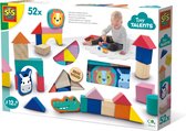 SES - Tiny Talents - Houten bouwblokken - 52-delige set - Montessori blokken - vrolijke kleuren - eindeloos te combineren
