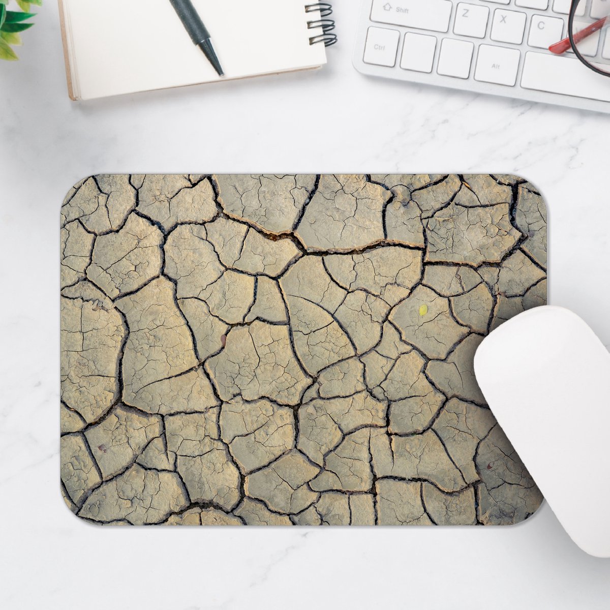 Muismat - Scheuren in Stenen - 25x18 cm - 2 mm Dik - Muismat van Vinyl