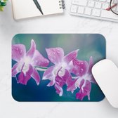 Muismat - Orchidee Bloemen met Waterspetters - 25x18 cm - 2 mm Dik - Muismat van Vinyl