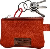 Toetie & Zo - Sleutelmapje - Leer - Oranje - Handgemaakt - Pasjesmapje - Leder - 12x8 cm
