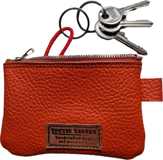 Toetie & Zo - Porte-clés - Cuir - Oranje - Handgemaakt - Porte-cartes - Cuir - 12x8 cm