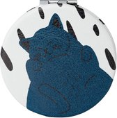 Compact Make Up Spiegeltje Slapende kat Donkerblauw - 6cm