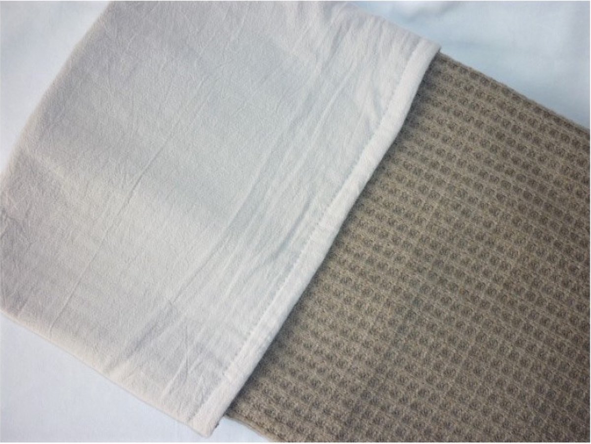 Oogappel Strand Wiegdeken Gebreide Wafel en Gewassen Katoen 75x100 cm-Taupe-Naturel