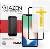 BMAX Screenprotector geschikt voor iPhone X met applicator - Full Cover gehard glas - Tempered glas - Apple screenprotectors - Telefoonglaasje - Beschermglas - Glasplaatje - Screensaver - Screen protector - Case friendly - Zwart
