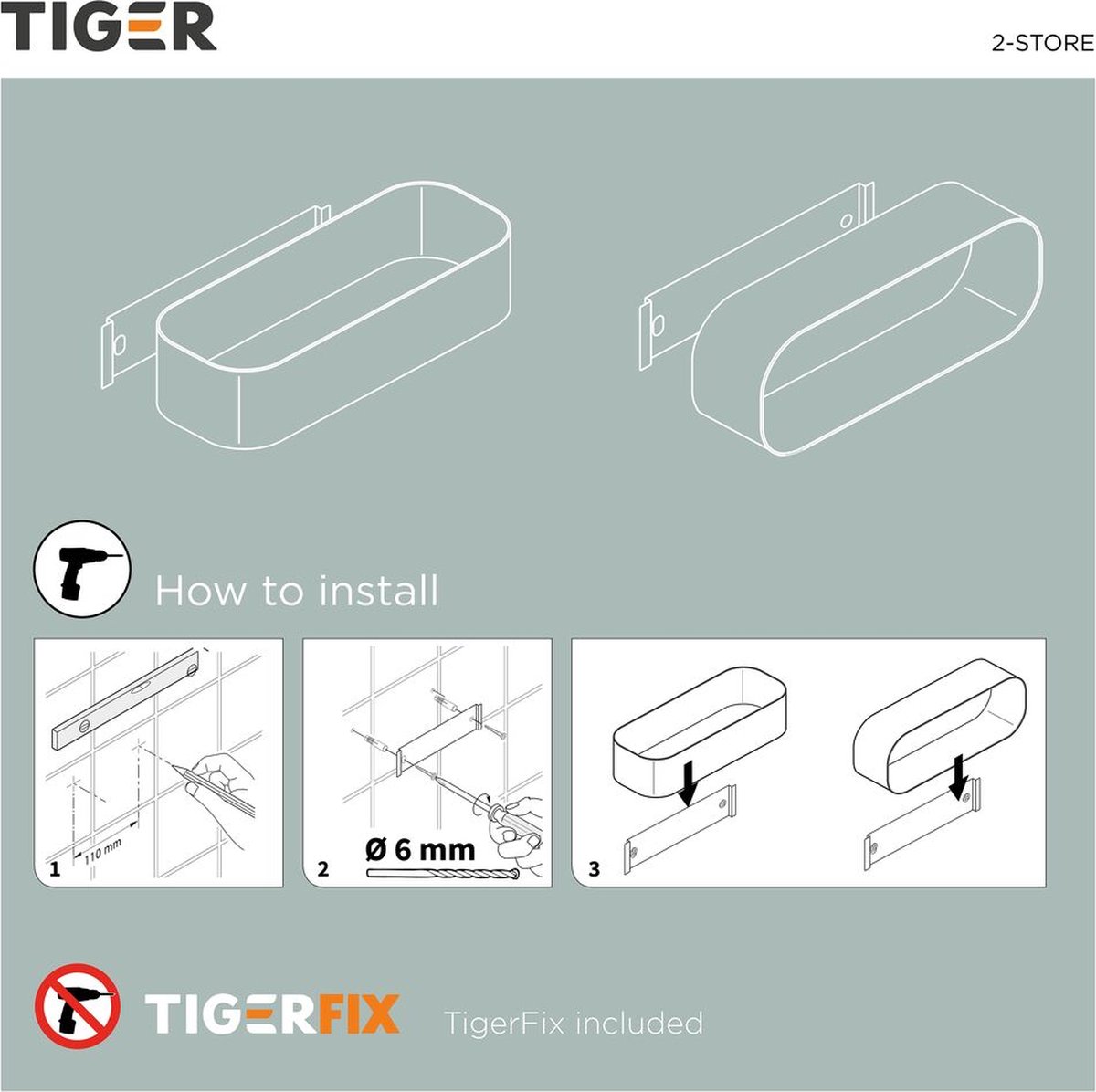 Tiger - Tiger 2-Store Panier de douche / Plateau mural 25 cm Blanc