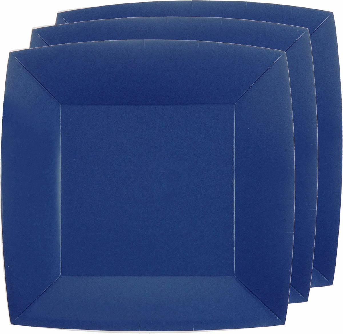 Santex Bordjes karton - 10x - vierkant - kobalt blauw - 23 x 23 cm - feestbordjes