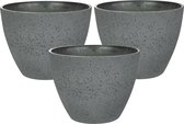 Ter Steege Bloempot/plantenpot - 3x - buiten - antraciet - D19/H15 cm