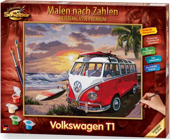 Vintage auto in een bloemenveld V1 kopen? Kijk snel! - Schilderen op nummer