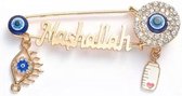 Akyol - Allah broche – mashallah – geloof – islam – bruiloft - sunnet - besnijding – moskee – liefde – cadeau gelovige - broche blauwe oog– gift – offerfeest - kraambezoek evil eye – eid mubarek – ramadan