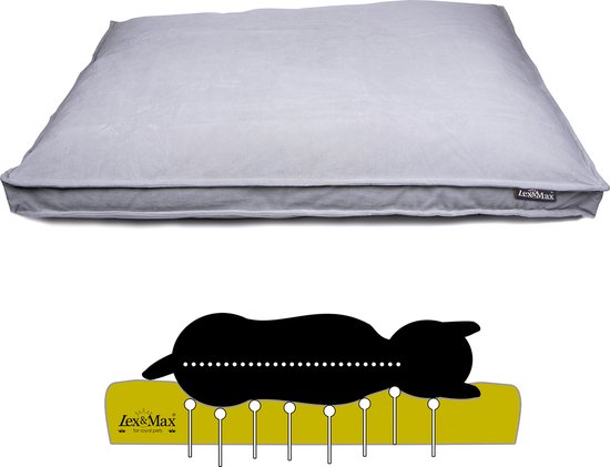 Lex & Max Royal Velvet – Orthopedisch – Hondenkussen – Boxbed – 75x50cm – Lichtgrijs