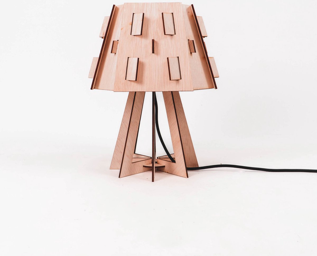 SUZIE tafellamp - WOMP - de houten lamp - tafellamp - lasergesneden - bouwpakket - multiplex - hout - e27 - sfeerlicht
