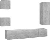vidaXL - 5-delige - Tv-meubelset - bewerkt - hout - betongrijs