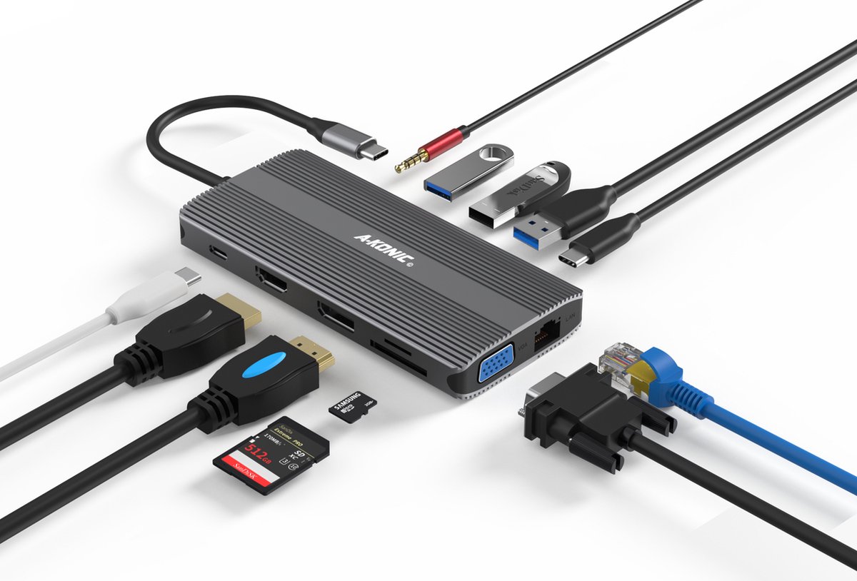 Station d'accueil Surface Go/Go 2/Go 3, Adaptateur HDMI Hub USB C 6 en 2, 2  Ports USB 3.0 (5 GB/s), Prise pour écouteurs 3,5 mm, Lecteur de Carte