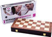 Longfield Schaak/backgammon opklapb essenhout 38,5 x 38,5 x 5,5 cm