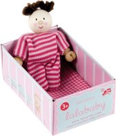 Le Toy Van Poppenhuis Lalababy Bruin - jongen in een gestreept roze pyjama