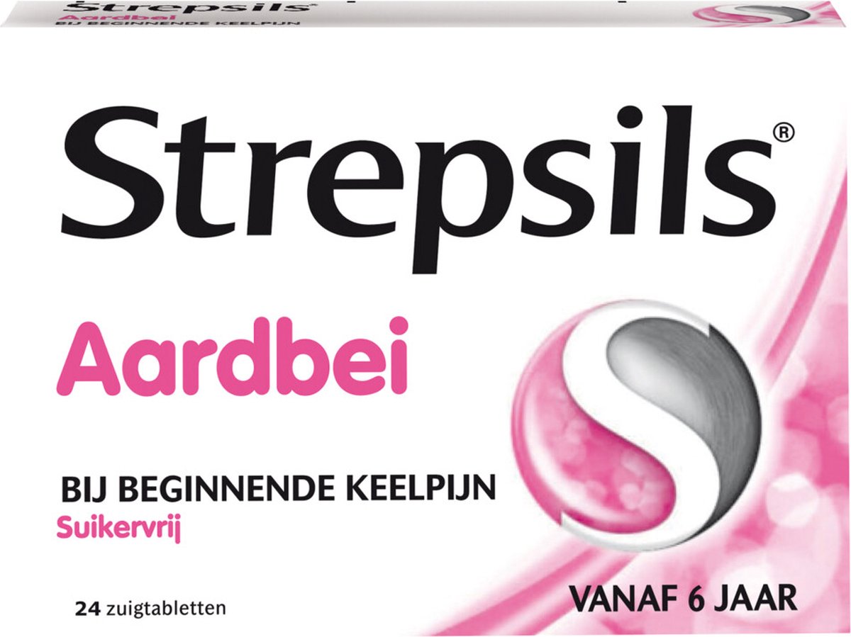 Goedkoopste Strepsils Aardbei Suikervrij - 3 x 24 zuigtabletten