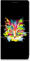 Smartphone Hoesje Geschikt voor Samsung Galaxy A34 Wallet Case Leuke Verjaardagscadeaus Cat Color