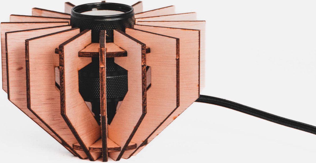 BO tafellamp - WOMP - de houten lamp - tafellamp - lasergesneden - bouwpakket - multiplex - hout - e27 - sfeerlicht