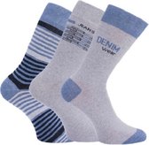 Denim sokken heren met elastan - prijs per 3 paar