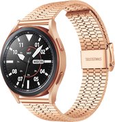 By Qubix - 22mm - Garmin Forerunner 255 - Stalen bandje - Champagne goud - Garmin bandje