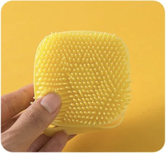Babycure Siliconen Haarborstel - Yellow Brush - Shampoo massage borstel - Leuk om kado te geven! van Babycure — afbeelding 5