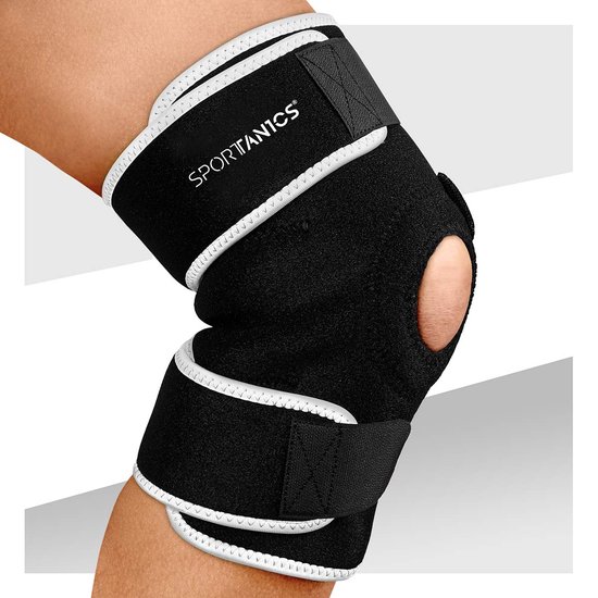 sportanics® kniebandage met klittenbandsluiting voor mannen en vrouwen - stabiliteit & ondersteuning van knie en meniscus tijdens het sporten, kniebandage met flexibele maatvoering