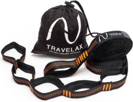 Travelax® Hangmatophanging/ Hangmatstrap - 180 kg draagvermogen - Boom met 11 lussen - Eenvoudig op te hangen - Incl. boombescherming