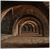Dibond - Tunnel met Bogen - 50x50 cm Foto op Aluminium (Wanddecoratie van metaal)
