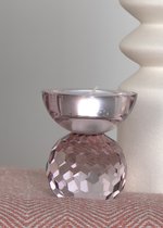 House Nordic Kandelaar | Licht Roze | Glazen Kandelaar | Waxinelichthouder van glas | Diamant geslepen.