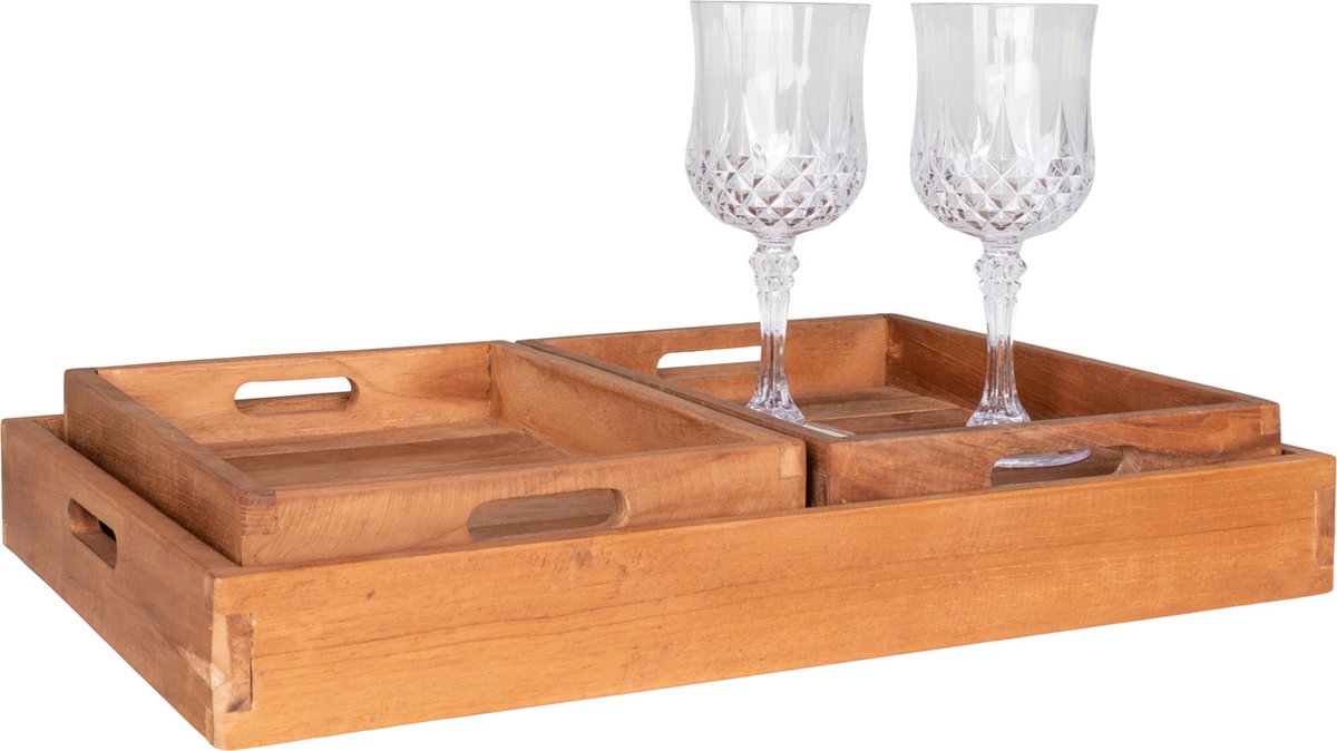 House Nordic - Set/3 Dienbladen - Teak