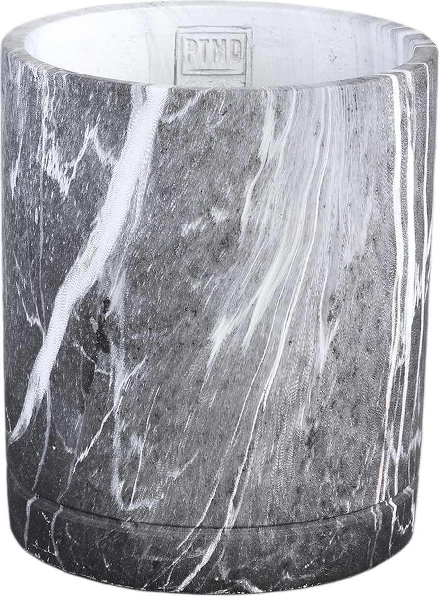 PTMD Bloempot Marmy - 17x17x20 cm - Cement - Zwart
