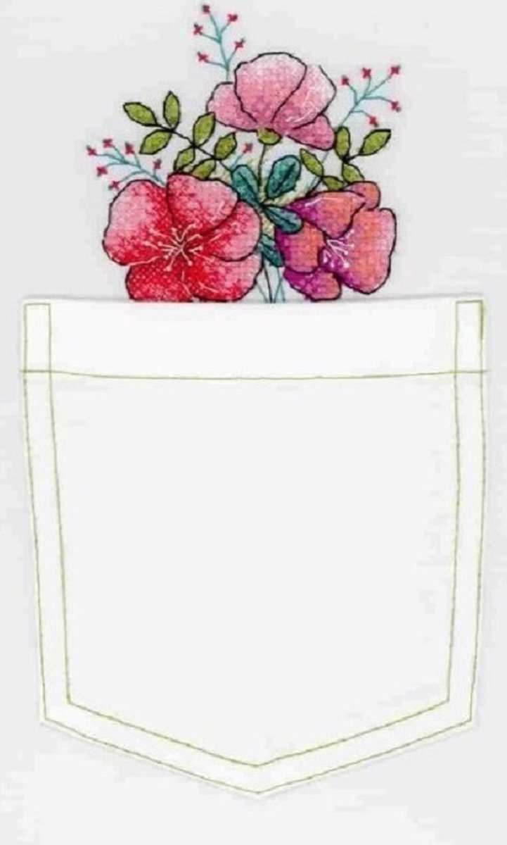 Borduurpakketje met wateroplos canvas - MP STUDIA - Scarlet Flowers