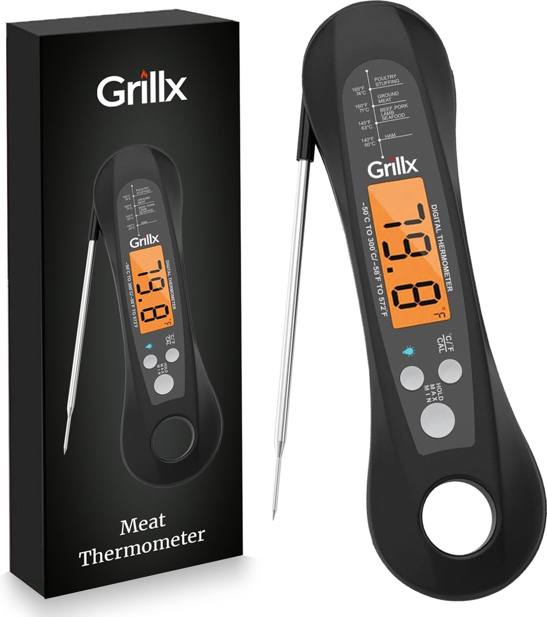 GrillX Vleesthermometer - BBQ Thermometer Digitaal - Keukenthermometer Draadloos - Kernthermometer - Voedselthermometer - Kamado