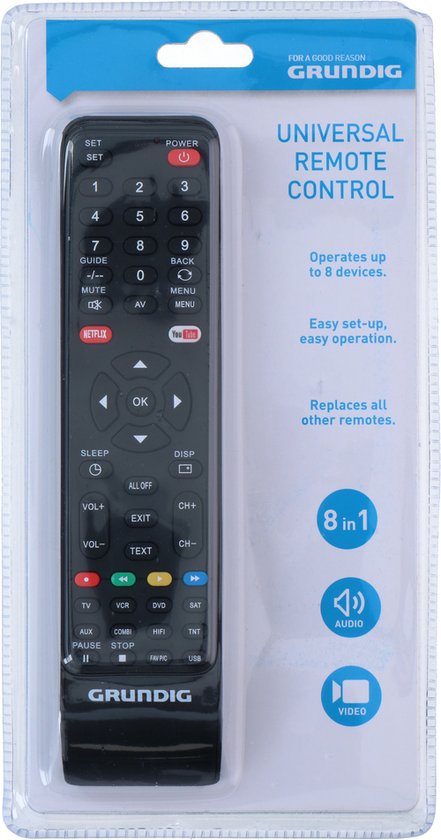 Télécommande universelle Grundig - Jusqu'à 8 appareils simultanément - 210  x 50 x 18... | bol