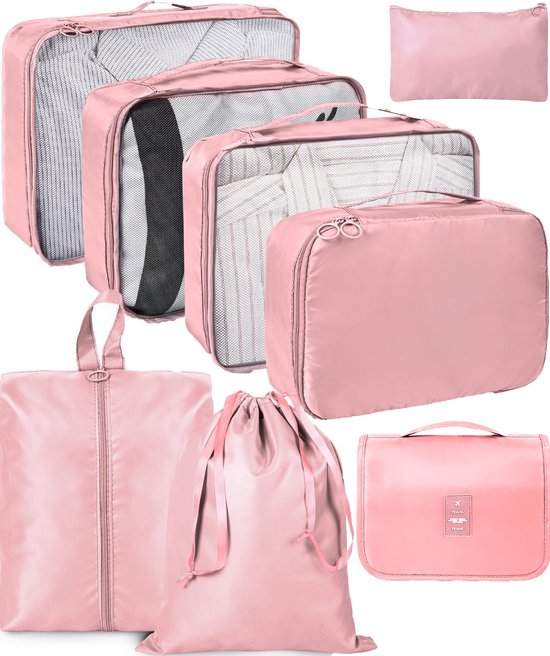ForDig Packing Cubes 8 delig – Koffer Organizer Set – Bagage Organizers - Roze