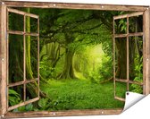 Gards Tuinposter Doorkijk Groene Tropische Jungle Bos - 120x80 cm - Tuindoek - Tuindecoratie - Wanddecoratie buiten - Tuinschilderij