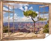 Gards Tuinposter Doorkijk Grand Canyon met Boom - 180x120 cm - Tuindoek - Tuindecoratie - Wanddecoratie buiten - Tuinschilderij