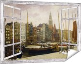 Gards Tuinposter Doorkijk Het Damrak in Amsterdam - George Hendrik Breitner - 120x80 cm - Tuindoek - Tuindecoratie - Wanddecoratie buiten - Tuinschilderij