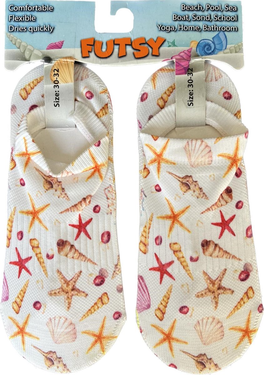 Futsy - Shells - Antislip - Maat 30/32 - Zwemsloffen - Voor kind - Zwemschoenen - Zwembad - Cadeau - kado - Sinterklaas cadeau - Meisjes - Jongens